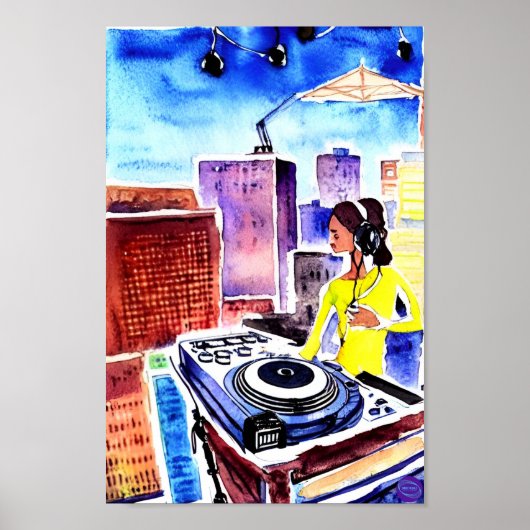 ROOFTOP DJ IN OLIE POSTER (Voorkant)