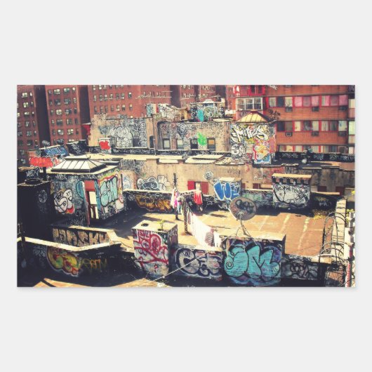 Rooftop Graffiti in Chinatown Rechthoekige Sticker (Voorkant)