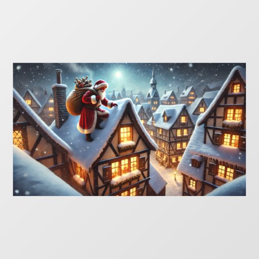Rooftop Santa Window Cling Raamsticker (Vel)
