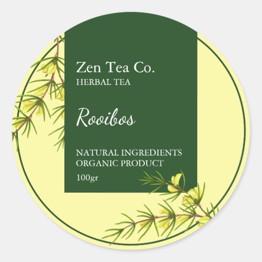 Rooibos Kruidenthee Zakelijk Etiket (Voorkant)