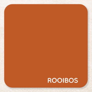 Rooibos rode bruine kleurnaam vierkante kartonnen onderzetter