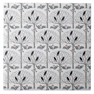 Rook en Holly Pattern Kerstkunst Tile Trivet Tegeltje
