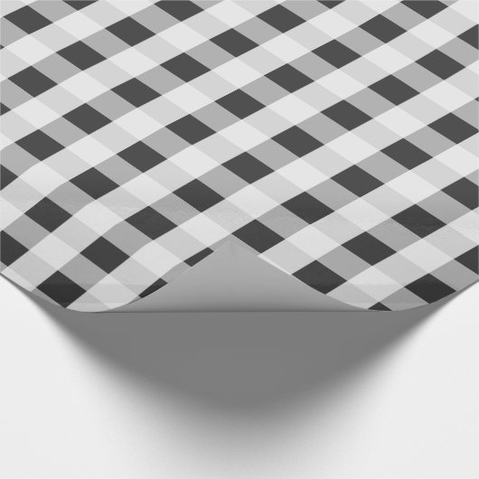 Rook Gray Gingham Pattern Cadeaupapier (Hoek)