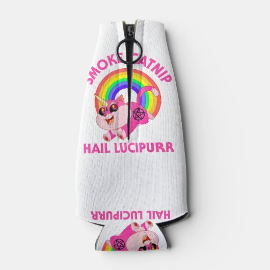 Rook Kattenkruid Hail Lucipurr, Grappige Satan Kat Flesjeskoeler (Achterkant)