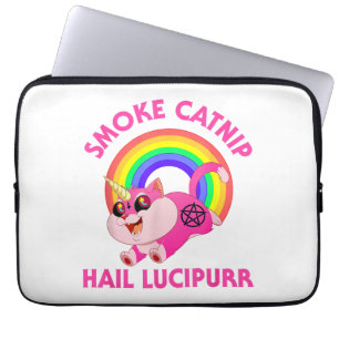 Rook Kattenkruid Hail Lucipurr, Grappige Satan Kat Laptop Sleeve