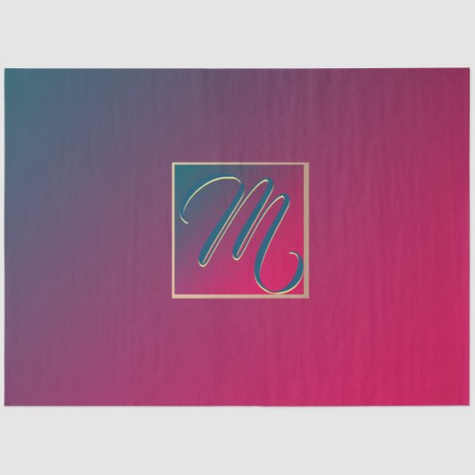 Rook Paarse gradiëntmonogram Tissuepapier (Voorkant)