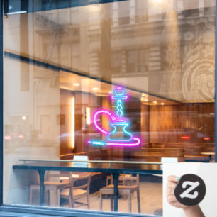 Rook Shop Faux Neon Signboard Hookah Pipe Raamsticker