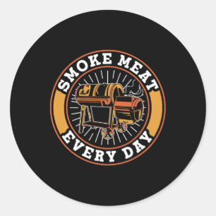 Rook vlees elke dag grillen barbecue BBQ Ronde Sticker