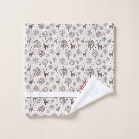Rook Wit Rendier Patroon Waterverf Monogram Bad Handdoek (Wasdoekje)