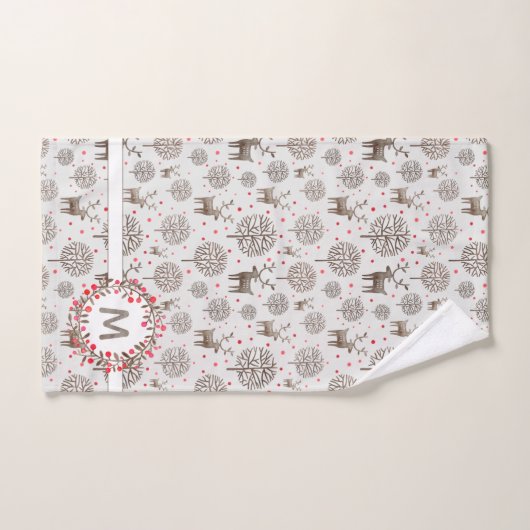 Rook Wit Rendier Patroon Waterverf Monogram Bad Handdoek (Handdoek)
