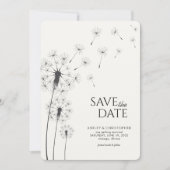 Rook Zwart Paardebloem Bruiloft Save the Date Kaar (Voorkant)