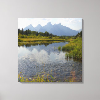 Rookachtige weerspiegelingen van de Grand Tetons Canvas Afdruk