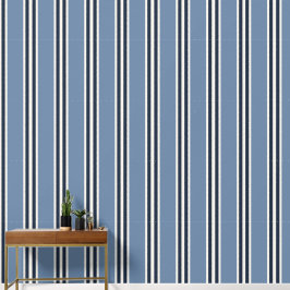 Rookblauw & Marineblauw Dubbele Rugby Streep Behang
