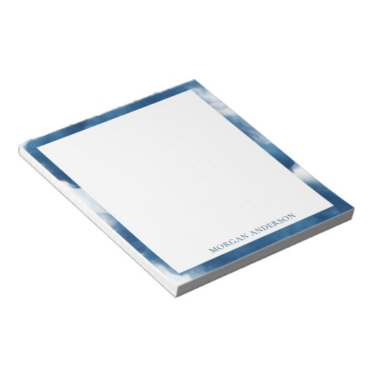 rookeffect blauwe trendemonogram notitieblok (Schuin)