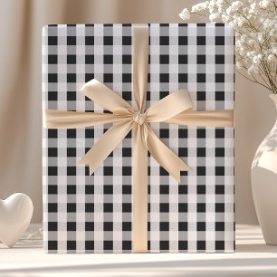Rookgrijze geruite stof cadeaupapier