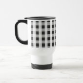 Rookgrijze Gingham Patroon Persoonlijk Monogram Reisbeker (Links)