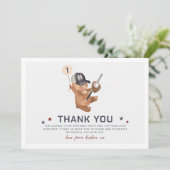 Rookie 1e Verjaardag Beer - Dank u kaart (Staand voorkant)