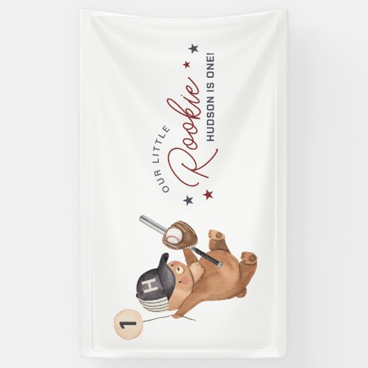 Rookie 1e Verjaardag Beer Spandoek (Verticaal)