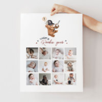 Rookie 1st Birthday Bear - Photo Collage Poster