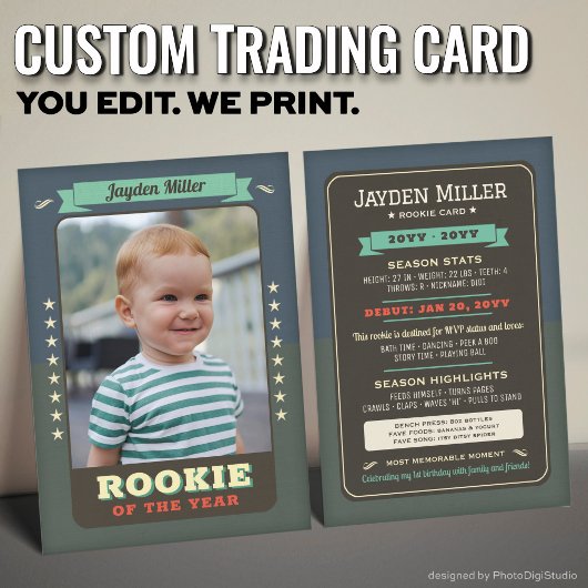 Rookie Année Baseball 1er Anniversaire Carte de co