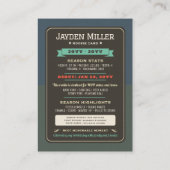 Rookie Année Baseball 1er Anniversaire Carte de co (Dos)