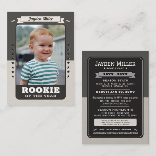 Rookie Année Basketball 1er Anniversaire Carte de (Devant / Derrière)
