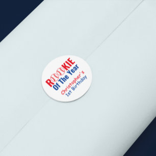 Rookie Baseball 1e verjaardag Ronde Sticker