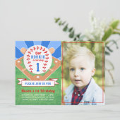 Rookie Baseball 1er Anniversaire Photo Invitation (Debout devant)