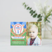 Rookie Baseball 1er Anniversaire Photo Invitation (Debout devant)