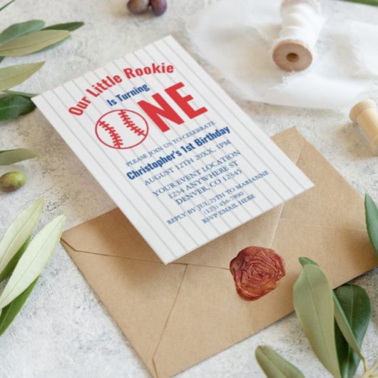 Rookie Baseball 1er Invitation anniversaire