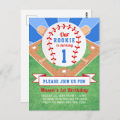 Rookie Baseball 1er Invitation anniversaire (Devant / Derrière)