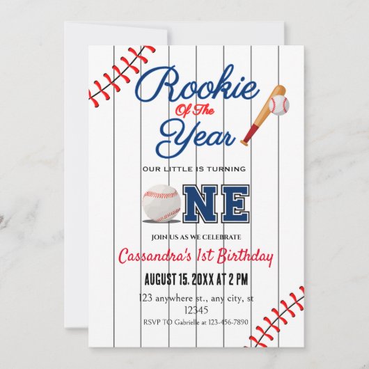 Rookie de l'année 1er Anniversaire Fête Invitation (Devant)