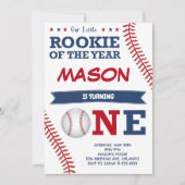 Rookie de l'année Baseball Anniversaire Invitation (Devant)