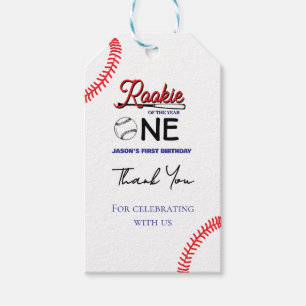 Rookie honkbal kinderen eerste verjaardagskaart cadeaulabel