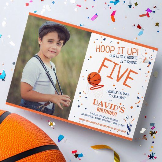 Rookie Hoop It Up Basketbal Foto Verjaardag Kaart