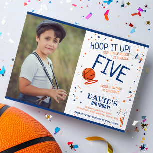 Rookie Hoop It Up Blue Basketball Foto Verjaardag Kaart