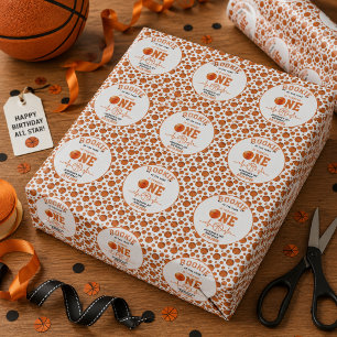 Rookie of the Year 1e verjaardag Basketbal Cadeaupapier