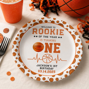 Rookie of the Year 1e verjaardag Basketbal Papieren Bordje