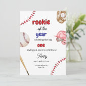 Rookie of the Year Baseball 1st Birthday Invitatio Kaart (Staand voorkant)