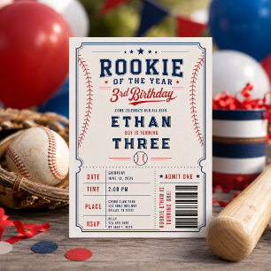 Rookie of the Year Honkbal 3e Verjaardagsfeestje Kaart