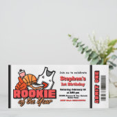 Rookie of the Year - Uitnodiging Basketbal Ticket (Staand voorkant)