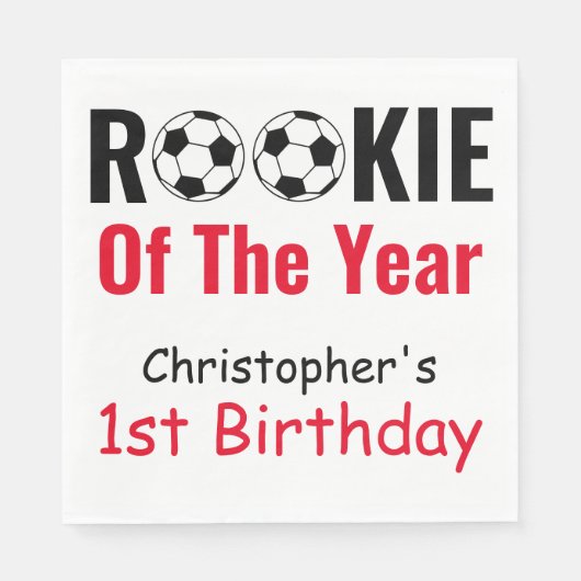 Rookie Soccer 1st Birthday Napkins Servet (Voorkant)