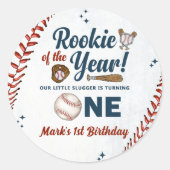 Rookie van het Jaar 1e Verjaardag Baseball Sticker (Voorkant)