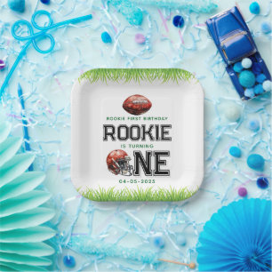 Rookie van het Jaar 1e Verjaardag Football Boy's Papieren Bordje