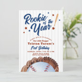 Rookie van het jaar 1e verjaardag uitnodiging (Staand voorkant)