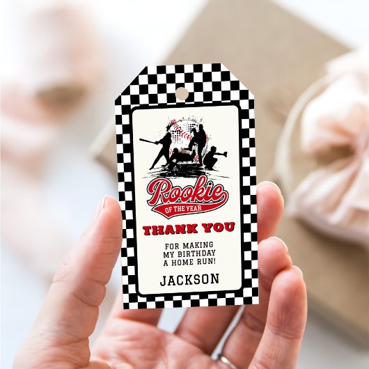 Rookie van het Jaar Baseball Custom verjaardagsfee Cadeaulabel