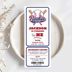 Rookie van het Jaar Baseball Ticket 1e verjaardag Kaart