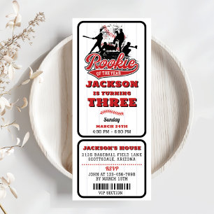 Rookie van het Jaar Baseball Ticket 3e verjaardag Kaart