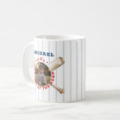 Rookie van het Jaar Baseball Verjaardag Foto Mok (Voorkant links)