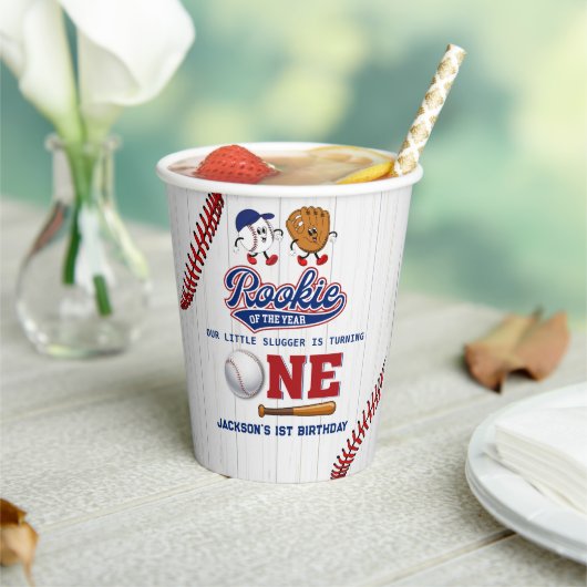 Rookie van het Jaar Baseball Verjaardag Papieren C Papieren Bekers (Insitu)